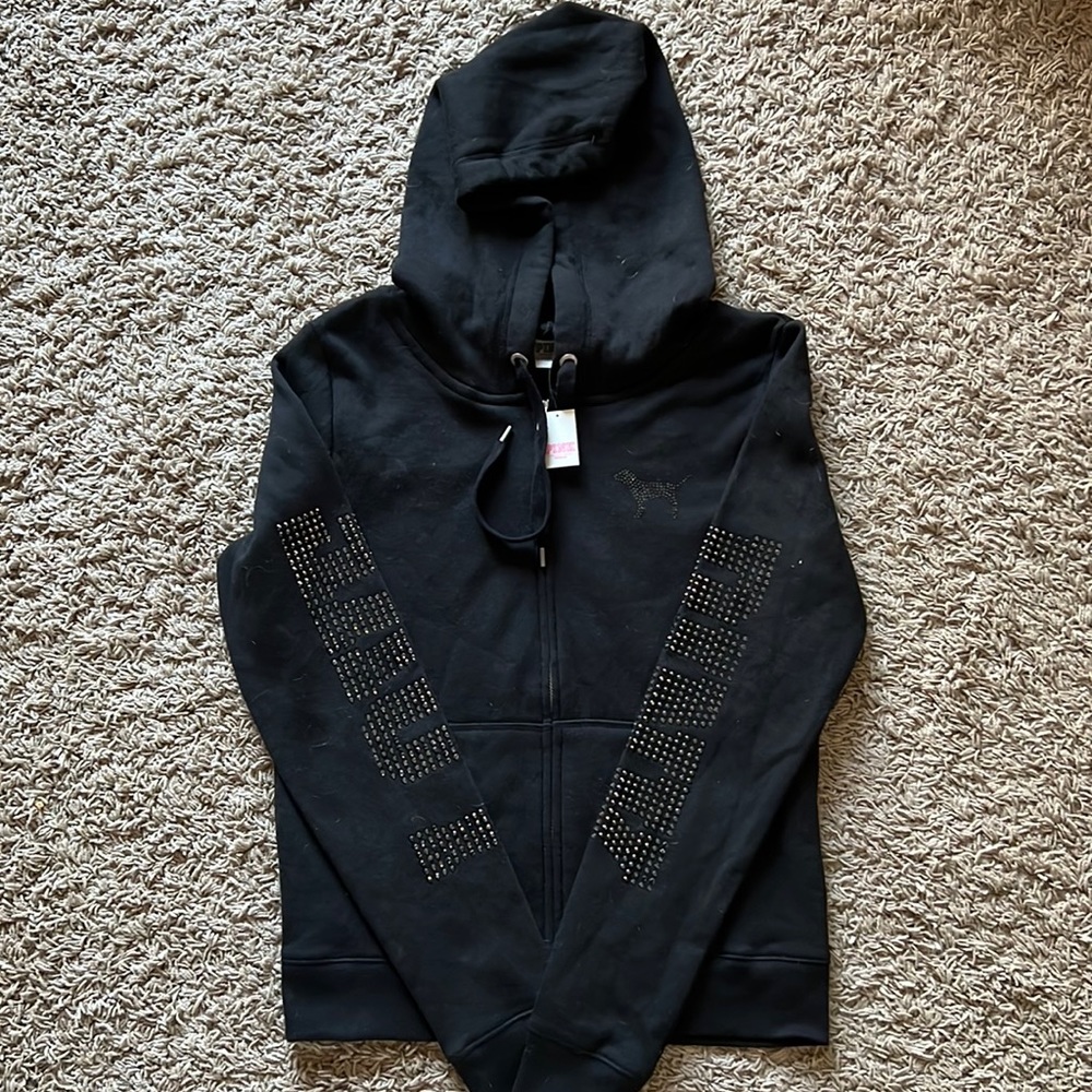 Victoria’s Secret Pink all black sequin hoodie